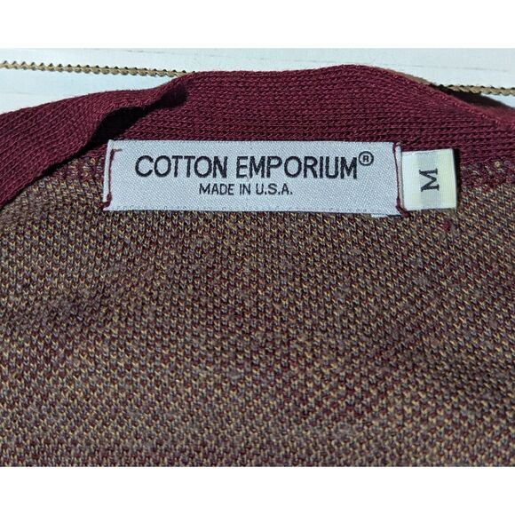 Cotton Emporium Southwest Poncho Open Cardigan Cape M Red Tan Side Buttons USA - Picture 6 of 6